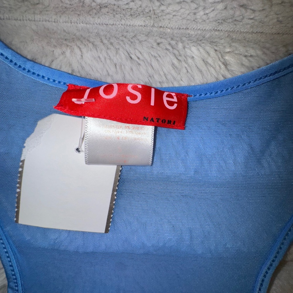 Natori Womens Small Blue Japanese Dragon Racerback‎ Tank Top Built-in-Bra Y2K - Picture 3 of 10